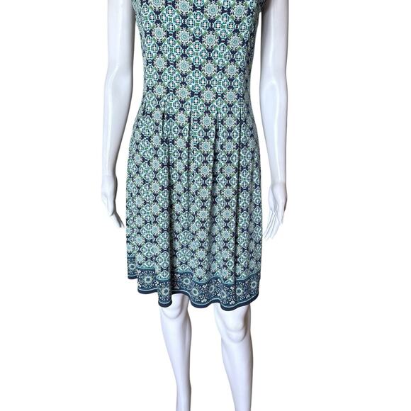 MAX STUDIO Womens Size Small Sleeveless Boho Tribal Print Pleated Sun Dress - Picture 7 of 9